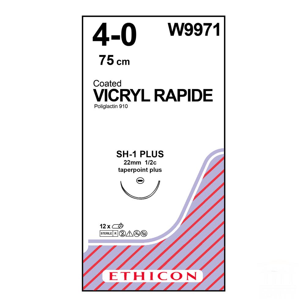 Vicryl Rapide Absorbable Suture J&J USP4/0, with tapper point plus needle 22mm, 1/2c, 75cm length