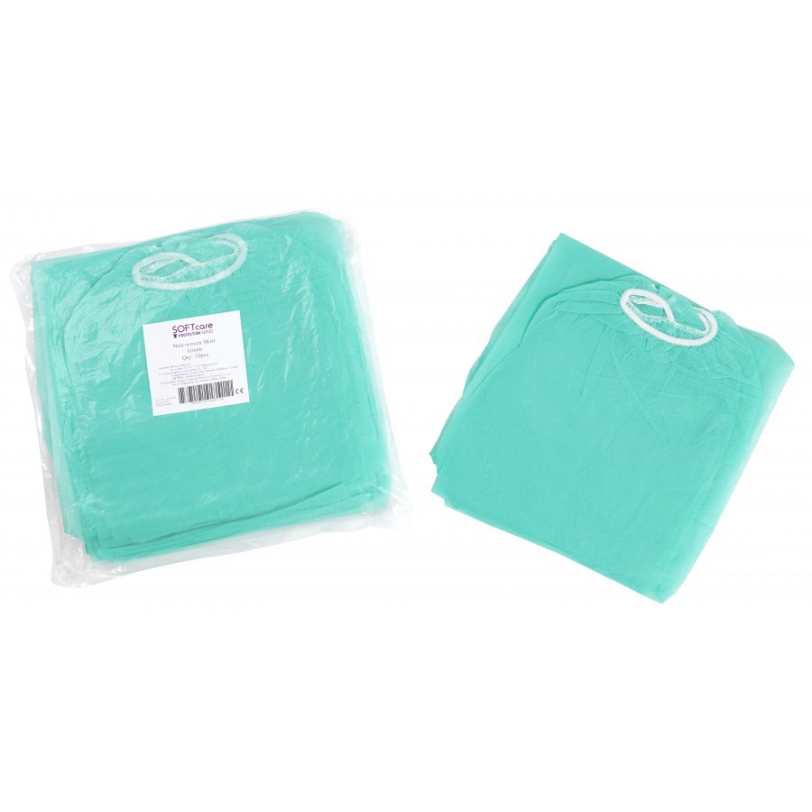 Textile green medical skirts 138cm x 80cm (box of 10)