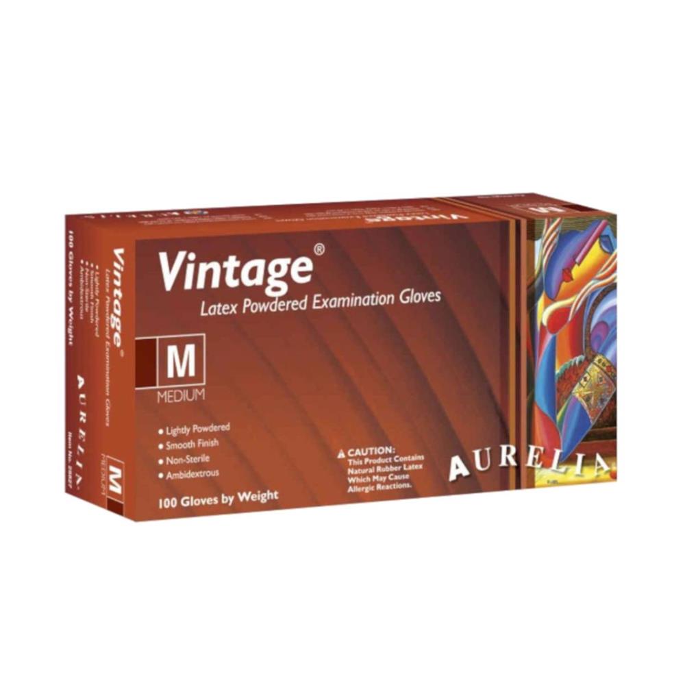 Γάντια Latex Λευκά, Με Πούδρα Aurelia Vintage (100άδα)