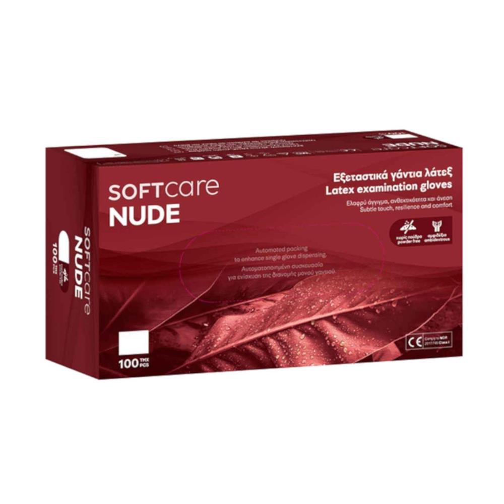 Γάντια Latex Λευκά, Χωρίς Πούδρα Soft Care Nude (100άδα)