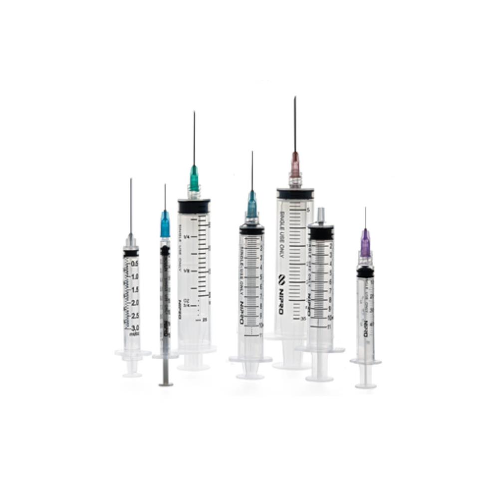 Σύριγγα με βελόνα 21G x 38mm οίκου Nipro Ιαπωνίας, όλα τα μεγέθη