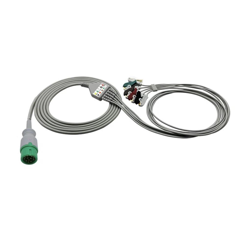 Reusable 12Pin 12Lead Clip Connector ECG Cable/Lead replaceable Anti-Defibrillation/IEC