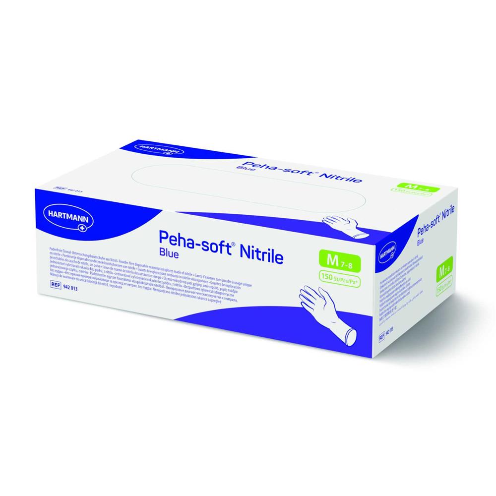 Γάντια Νιτριλίου Γαλάζια, Χωρίς Πούδρα Peha-Soft Hartmann (150άδα)