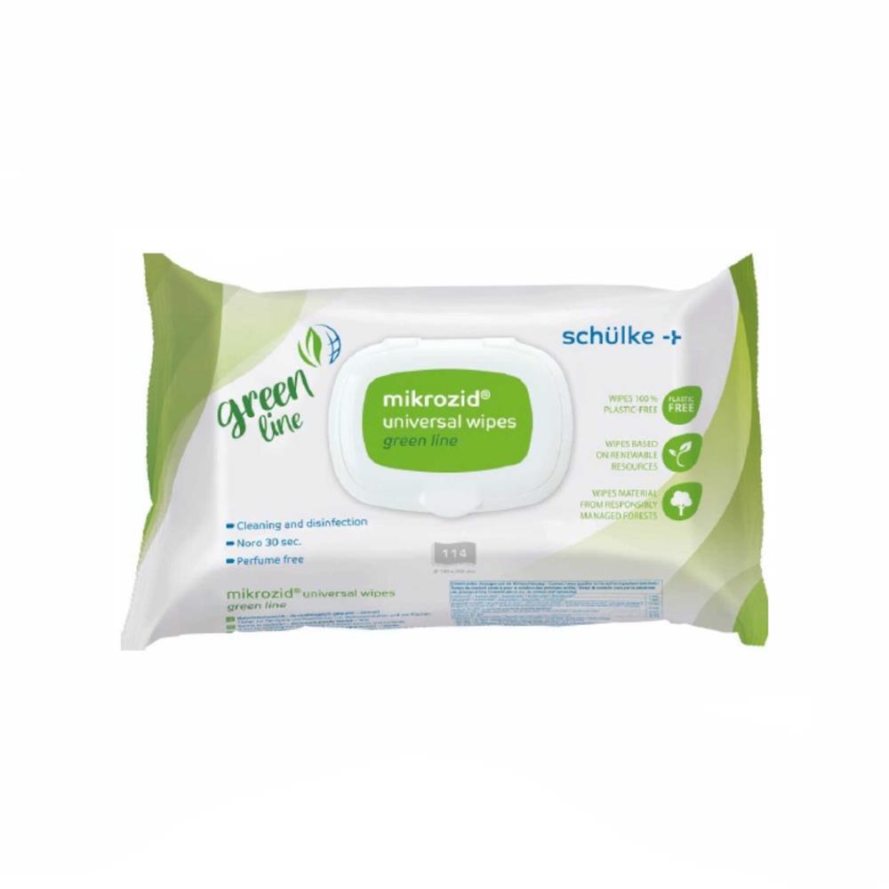 Disinfectant Mikrozid Universal Green Line wipes for surfaces with low-rate alcohol and aldehydes free (114pcs)