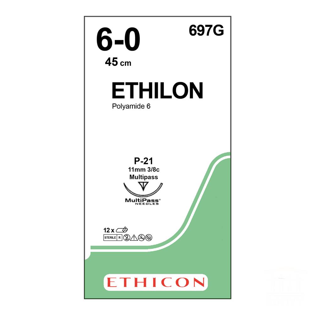 Ethilon Suture J&J No 6/0, with reverse cutting prime needle 11mm, 3/8c, 45cm length