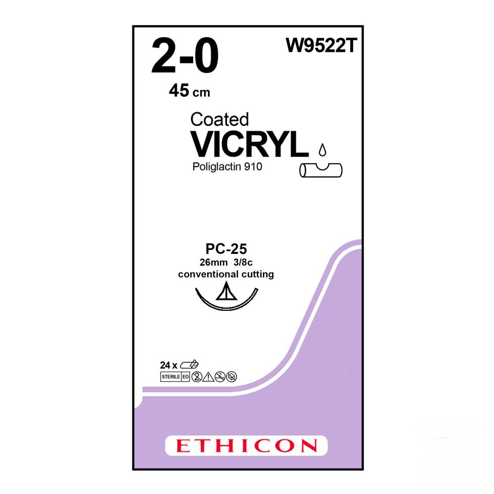 Vicryl Suture J&J No 2/0, with cutting prime needle 26mm, 3/8c, 45cm length