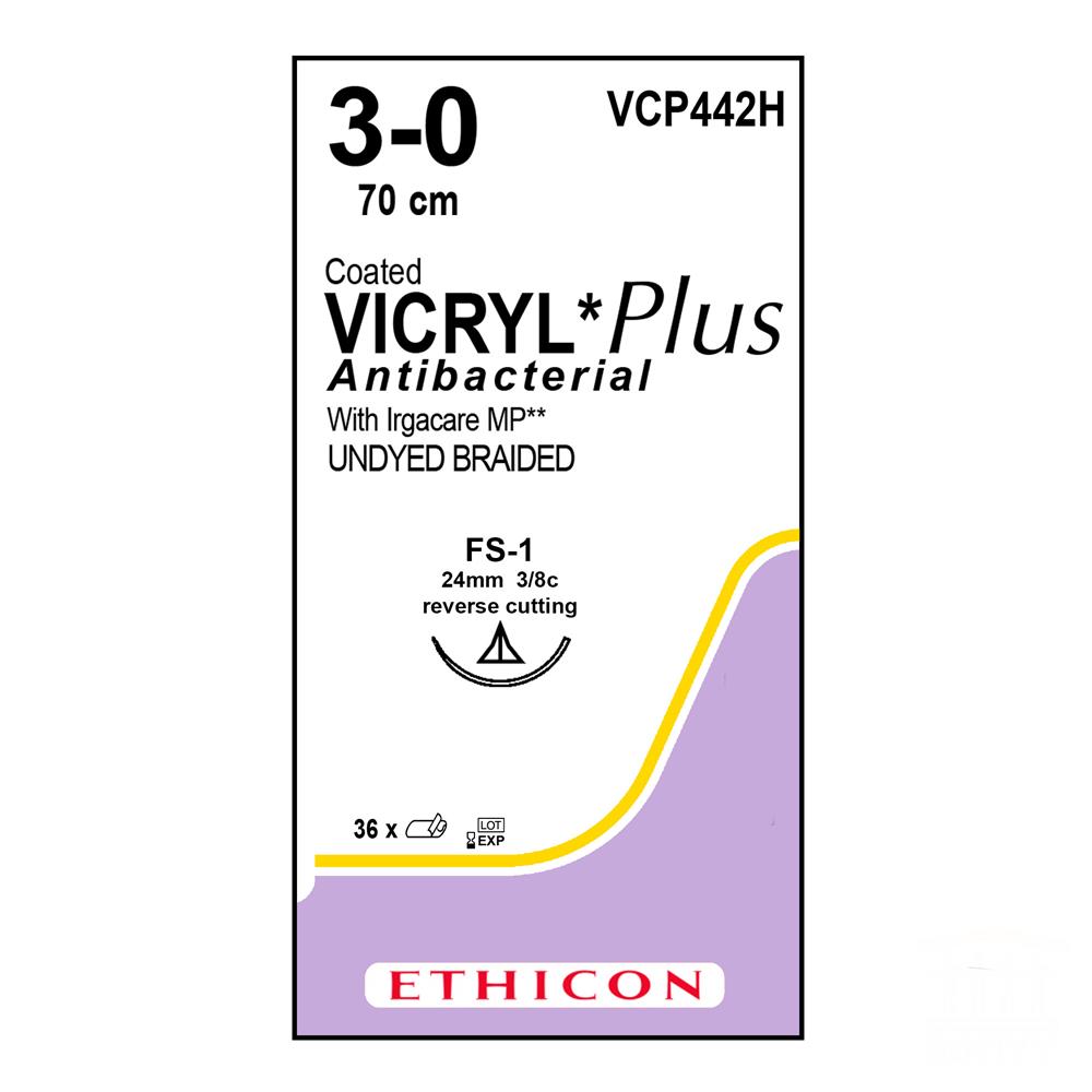 Ράμμα Vicryl Plus No 3/0 με βελόνα 24mm αντ. κόπτουσα edge 3/8c, μήκος ράμματος 70cm