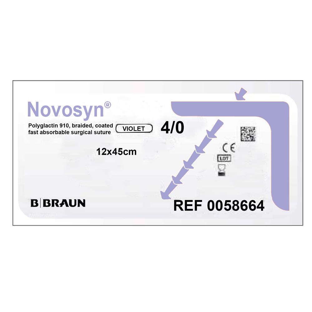 Ράμμα απορροφήσιμο Novosyn Violet B.Braun No 4/0 χωρίς βελόνα, μήκος ράμματος 45cm